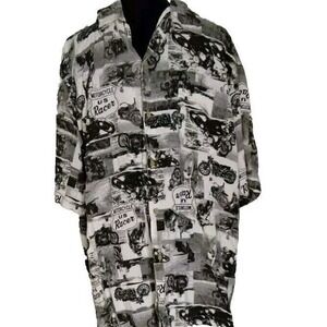 Puritan Motorcycle US Racer Button Up Shirt Short Sleeve Gray L‎